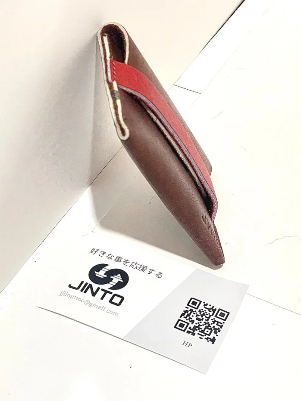 JINTO Jinriki Japan Leather Card Holder Purse Coin Wallet Handmade